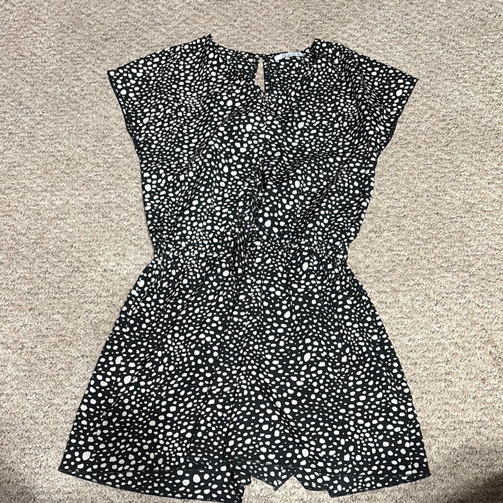 Black and White Polka Dot romper